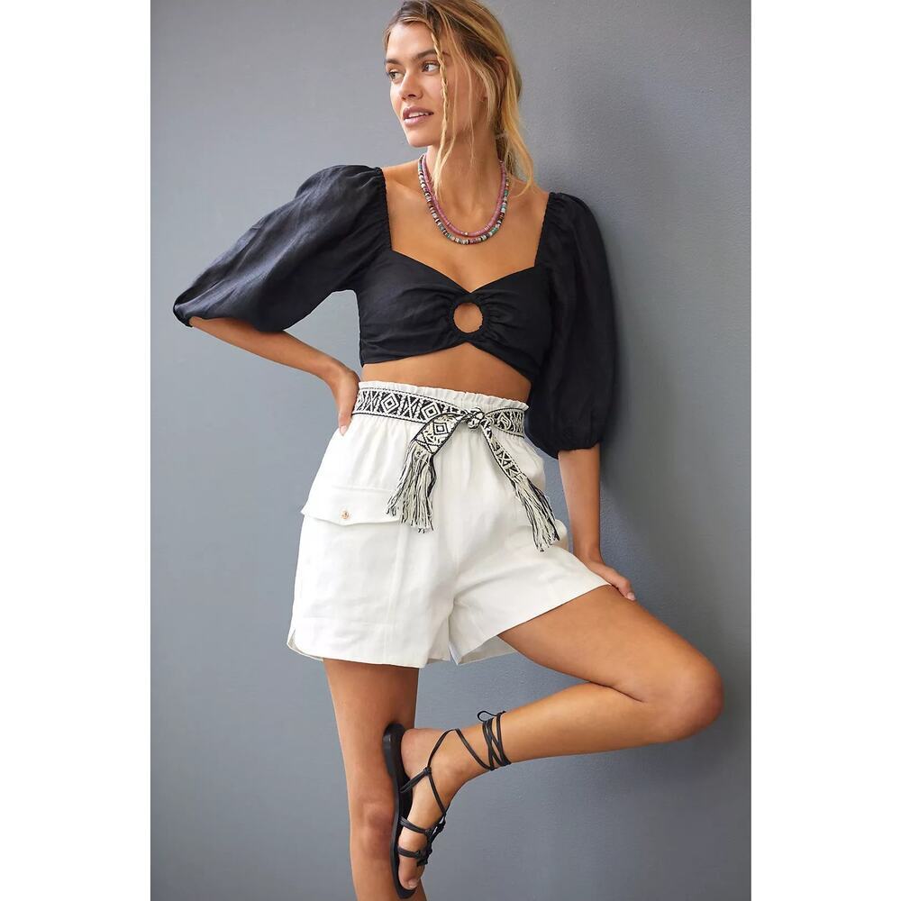 Sovere Linen Rival Front Pocket White Shorts Sz 8